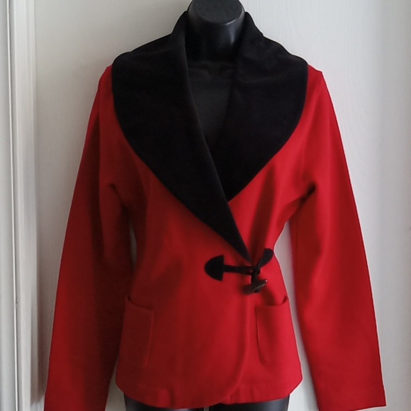 Lauren Ralph Lauren Jackets & Blazers - Lauren Ralph Lauren | Red & Black Velvet Jacket Cardigan